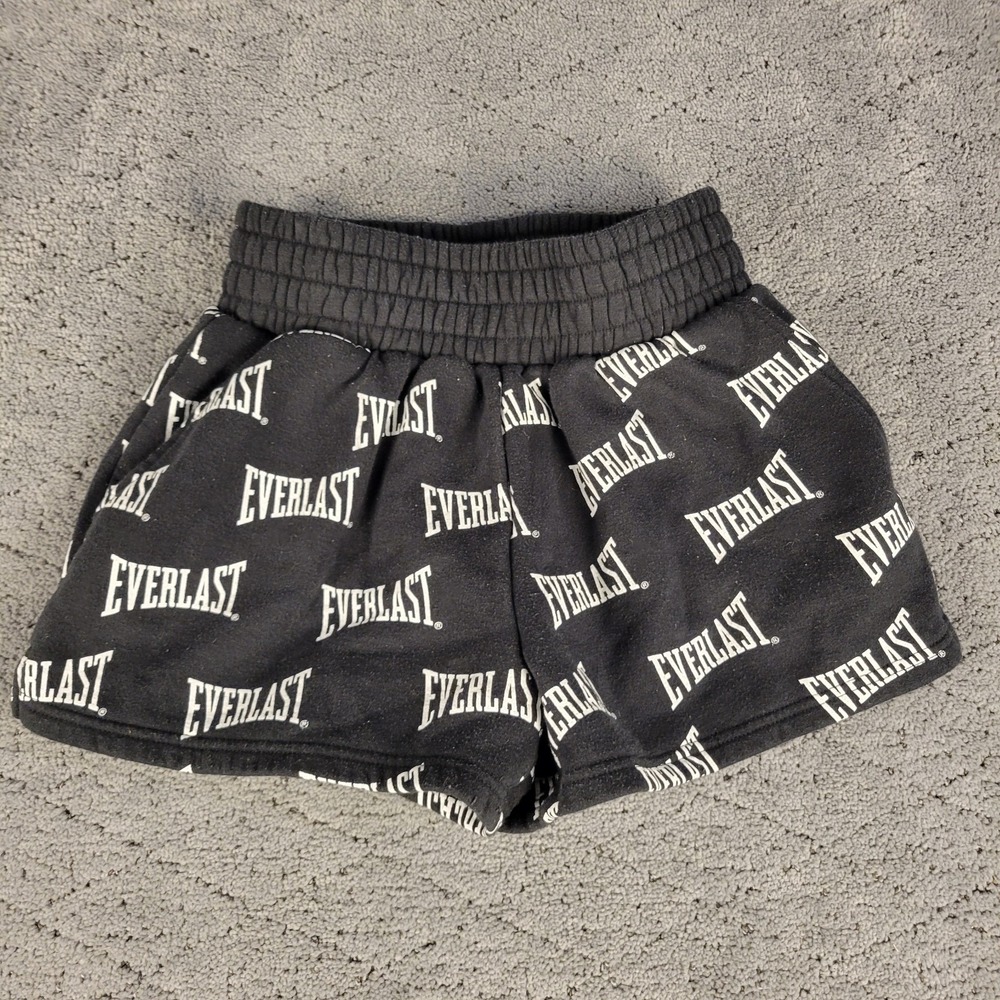 Forever 21 Everlast Shorts Womens XS Black AOP Pull On Elastic Waist Workout Gym